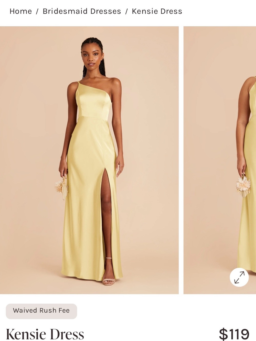 Birdy Grey Kensie One-Shoulder Lemon Yellow Evening Gown